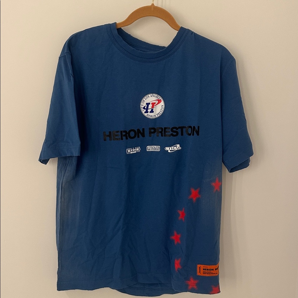NWT‎ Heron Preston Men's Blue and Orange T-shirt size medium
